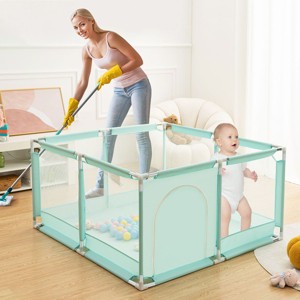 GOTGELIF 50"x50" 4-Panel Baby Playpen Spacious & Secure Foldable Playard - 1 of 4