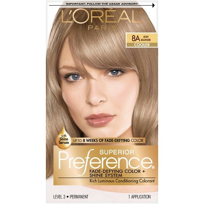 L'Oreal Paris Superior Preference Fade-Defying Color + Shine System - 6.5 fl oz - 8A Ash Blonde - 1 kit