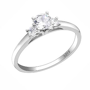 Nina Engagement Ring Womens Sterling Silver 3 Stone Cz Ginger Lyne Collection Size 12 - 1 of 4