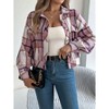 Coolmee Women's Fashion Cropped Shacket Button Down Shacket Jackets Casual Plaid Long Sleeve Crop Jackets Tops - 2 of 4