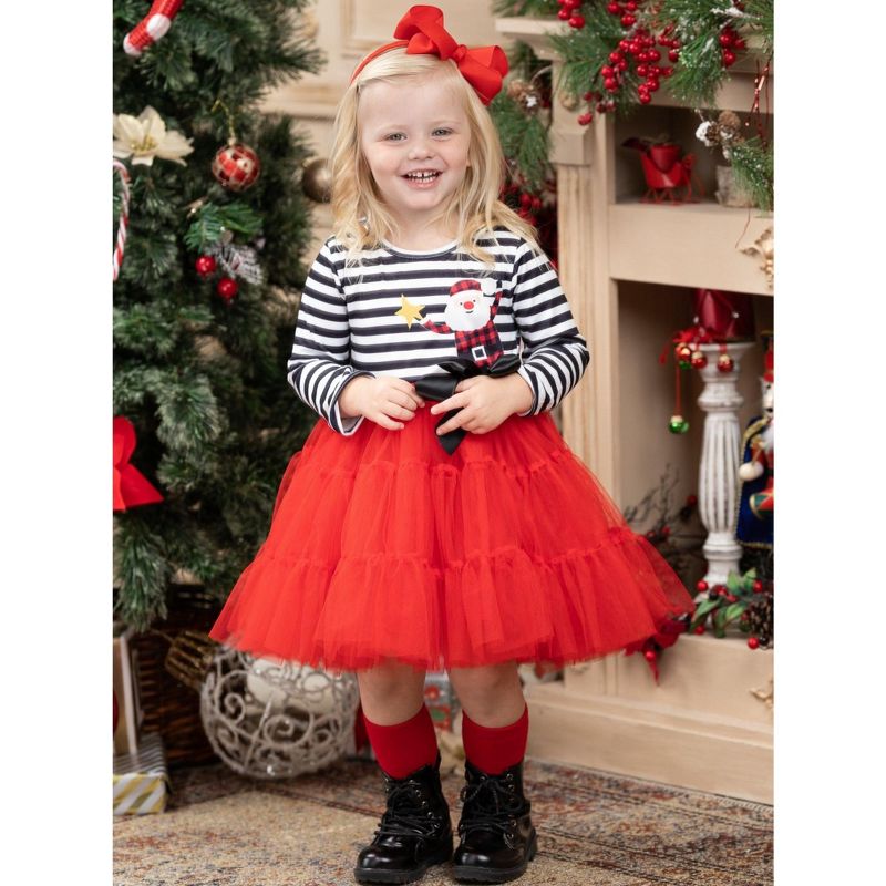 Girls Santa & Stripes Tutu Dress - Mia Belle Girls, 3 of 6