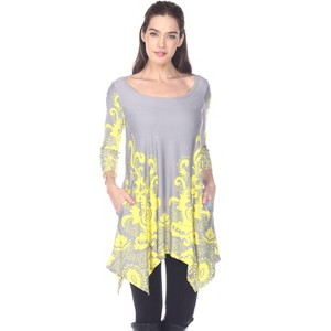 Women's Scoop Neck Printed Yanette Tunic Top - White Mark - 1 of 2