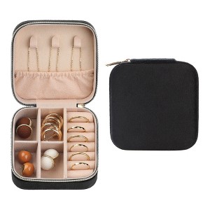 Unique Bargains Travel Women Girls Teen Birthday Gifts Small Portable Plush Velvet Jewelry Organizer Case - 1 of 4