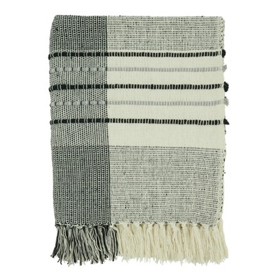 Saro Lifestyle Throw Blanket with Striped Design, Gray, 50"x60"