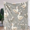 Lomsoe Flannel Blanket - Soft Cozy Vintage Style with Cute Duck & Floral Print, All-Season Throw Christmas Gift. - 2 of 4