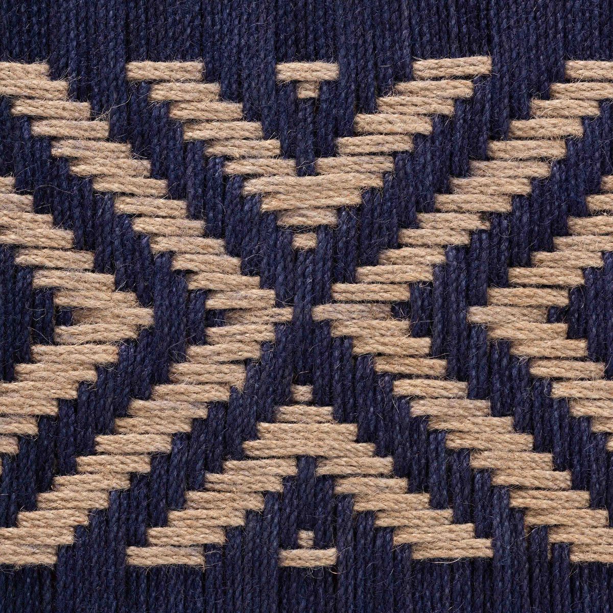 bali & pari Prunella Two Tone Seagrass and Acacia Wood Accent Bench Navy Blue/Brown/Natural Brown: Rectangular, Spot Clean, No Assembly Required - thumbnail 6