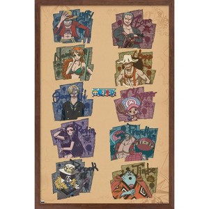 Trends International One Piece: Fishman Island - Brick Wall Grid Framed Wall Poster Prints - 1 of 4