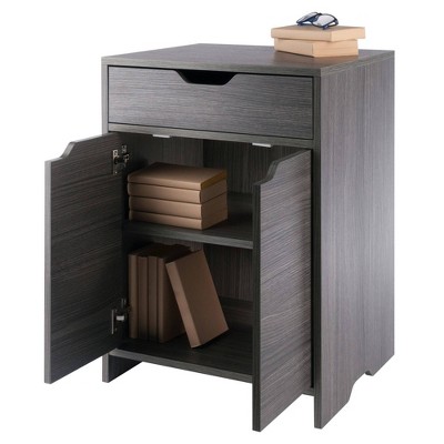 Gray Composite Wood Office Storage Cabinet with Adjustable Shelving