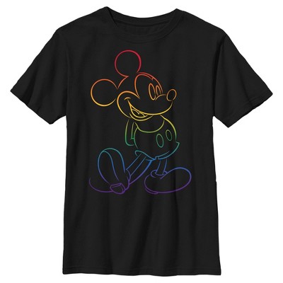 Boy's Disney Mickey Mouse Rainbow Outline T-Shirt