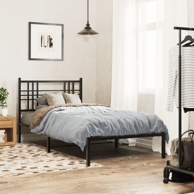 vidaXL Metal Bed Frame without Mattress with Footboard Black 59.1"x78.7"