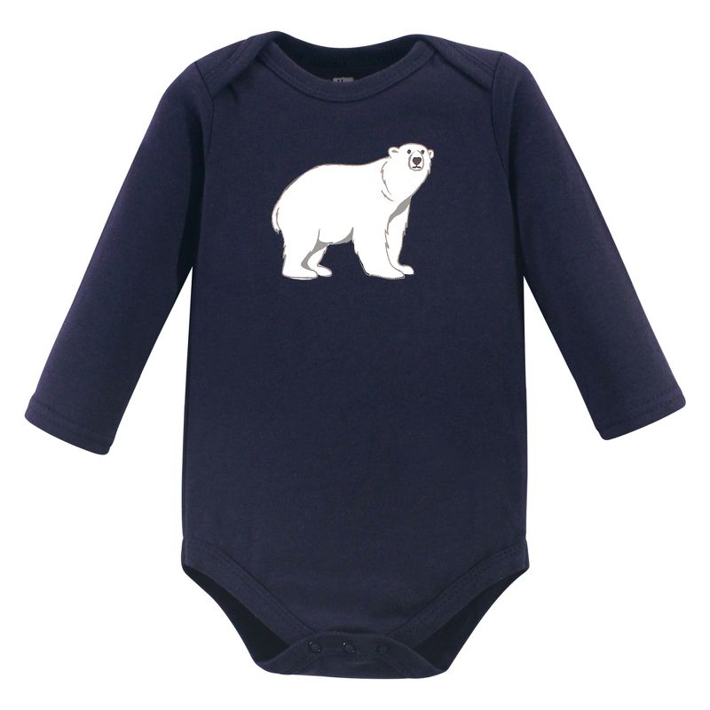 Hudson Baby Infant Boy Cotton Long-Sleeve Bodysuits, Polar Bear, 3 of 6