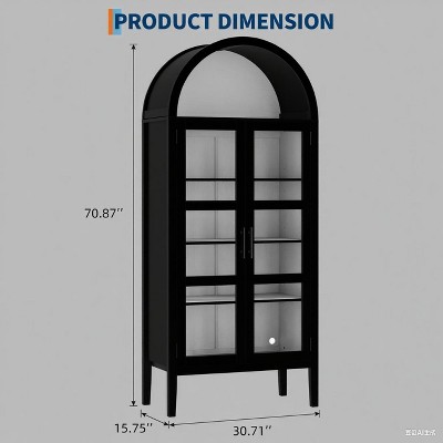 Front view with product dimensions showing height, width and depth