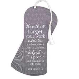 Dicksons BKMTL-486 He Will Not Forget Grey and White 2 x 6 Inch Paper and Tassel Place Keeper Bookmark Pack of 12 - 1 of 2