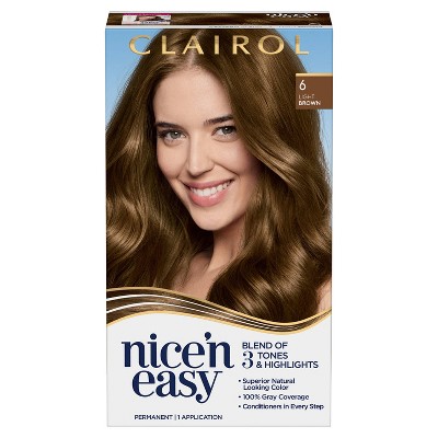 Clairol Nice'n Easy Permanent Hair Color Cream Kit - 6r Light Auburn :  Target