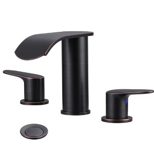 WOWOW 8 in. Widespread Double Handle Waterfall Bathroom Faucet - 1 of 4