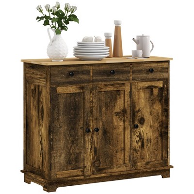 Okak Barn Door Style Buffet Cabinet with Storage for Living Room 34.5" Farmhouse Kitchen Sideboard Cabinet with Adjustable Shelf