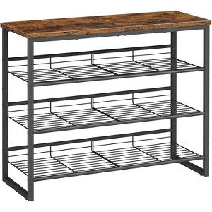 MaseiKar Shoe Rack, 4 Tier Shoe Organizer, Adjustable Shoe Shelves, Flat or Slanted, Holds 9-12 Pairs, Stable and Durable for Entryway, Brown - 1 of 4