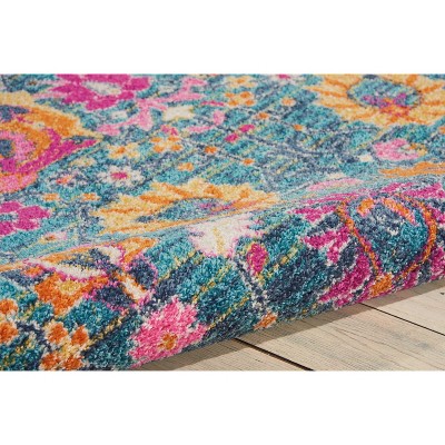 Denim Delight Floral Synthetic 6'7" x 9'6" Easy-Care Rug