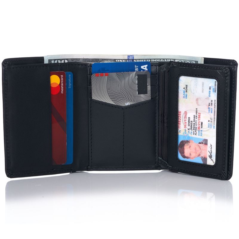 Alpine Swiss RFID Mens Theo OVERSIZED Trifold Wallet Deluxe Capacity With Divided Bill Section Camden Collection Comes in a Gift Box, 2 of 6
