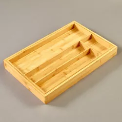 Lakeside Expandable Bamboo Cutlery Drawer Organizer with 6 or 8 Slots when Open