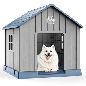 MooxvMoo 38-Inch Pointed-Roof Dog House,Outdoor&Indoor House,Outdoor Kennel for Yard, Patio, Garage, Easy to Assemble - 1 of 4
