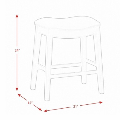 Bowen 24" Brown Wood and Faux Leather Backless Stool