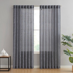 HLC.ME Emily Faux Linen Semi Sheer Light Filtering Back Tab Pocket Lightweight Window Curtains Drapery, 2 Panels - 1 of 4
