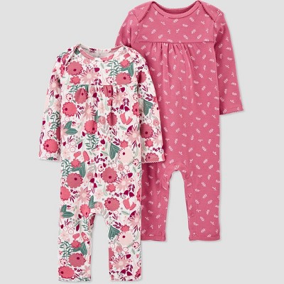 Baby Girls' 2pk Floral Coveralls - Just One You® made by carter's Pink 9M