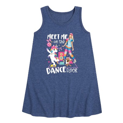 JoJo Siwa Meet Me On The Dance Floor Graphic Sleeveless Aline Dress - Heather Navy - 2T