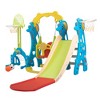 Infurnic Doll Playsets 5 in 1 Slide and Swing Playing Set 2 Basketball Hoops, Football, Ringtoss, Indoor Outdoor, Blue Yellow, 76.77"*46.00"*45.67" - 2 of 4