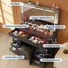 Makeup Vanity Desk with Mirror, 45"W Large Dressing Table with 10 Drawers & Glass Tabletop, Makeup Vanity Table with Stool for Bedroo - 3 of 4