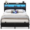 Besiost Bed Frame with Upholstered Storage Headboard, Bedframe with Charging Station and LED Light - 2 of 4