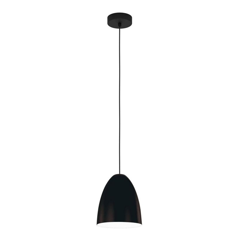 1-Light Sarabia Pendant Structured Black Exterior and Matte White Interior Metal Shade - EGLO, 1 of 5