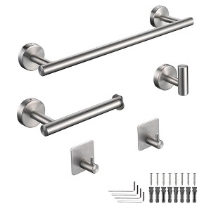 Aquaterior 5-Piece Bathroom Hardware Set Wall Mount Towel Bar Toilet Paper Holder Robe Hook - 1 of 4