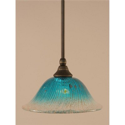 Toltec Lighting Any 1 - Light Pendant in  Dark Granite with 10" Teal Crystal Shade