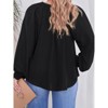 Coolmee Womens Plus Size Tops Casual V Neck Smocked Long Sleeve Chiffon Blouse Flowy Work Shirts - 3 of 4