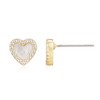 Adornia 14k Gold Plated Mother of Pearl Mini Halo CZ Heart Studs - 3 of 4