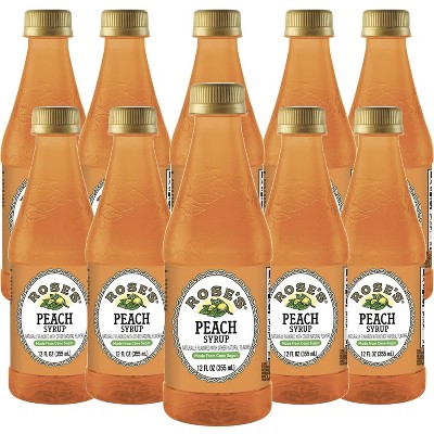 Rose’s Peach Syrup 10 Pack 12 OZ Bottle, | Perfect for Cocktails, Beverages, and Mixers