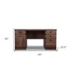 HomeRoots 59" Walnut Wood Pedestal Computer Desk With Four Drawers - 3 of 4