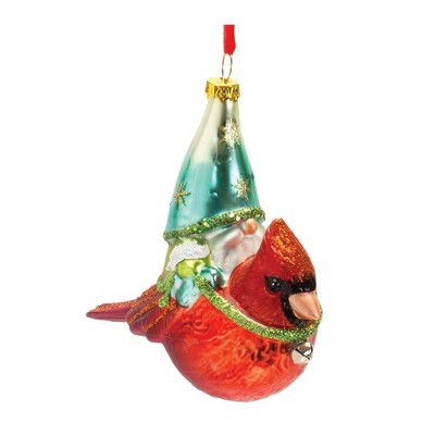 Melrose Glass Gnome Cardinal Ornament (Set of 6)