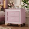 Mid Century Vintage Nightstand with 2 Drawers, Velvet Upholstered Bedside Table, Silver Legs, Easy Assembly, Stylish Storage-The Pop Home - 4 of 4