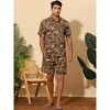 INSPIRE CHIC Men's Short Sleeves Hawaiian Animal Printed Outfit Set 2 Pieces - 2 of 4
