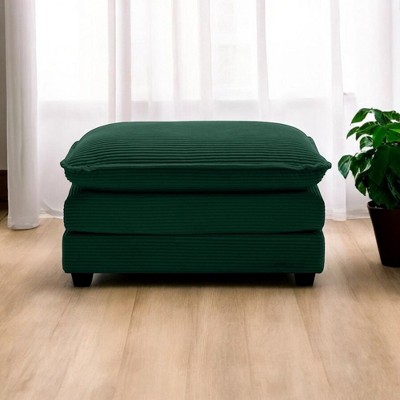 Alilang 37.00 inch Oversized Corduroy Ottoman with Plush Cushion-Green