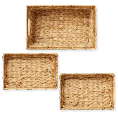 Eco-Friendly Seagrass Rectangular Storage Basket Set with Handles