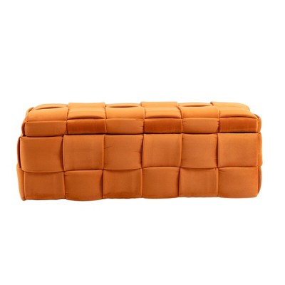 NicBex Modern 43.7" Velvet Storage Bench with Wood Frame for Bedroom and Entryway