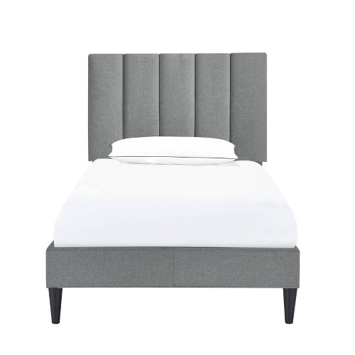 Twin Vertically Channeled Upholstered Platform Bed Gray - HomeFare