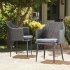 Set of 2 PE Rattan Outdoor Dining Chairs with Cushions,Weather-Resistant Wicker Armchairs for Porch or Garden-Cuddlewood - 3 of 4
