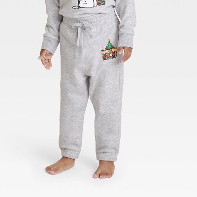 Toddler's Peanuts Family Holiday Graphic Jogger Pants - Light Gray Wash