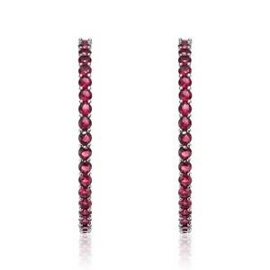 Guili Big Hoop Earrings with Colored Cubic Zirconia in Green, Red, Blue, Gold, Pink, and White, Featuring a Bold Design, Perfect for Statement Looks - 1 of 3