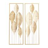 Metal Leaf Tall CutOut Wall Decor with Gold Frame Set of 2 Gold - CosmoLiving by Cosmopolitan